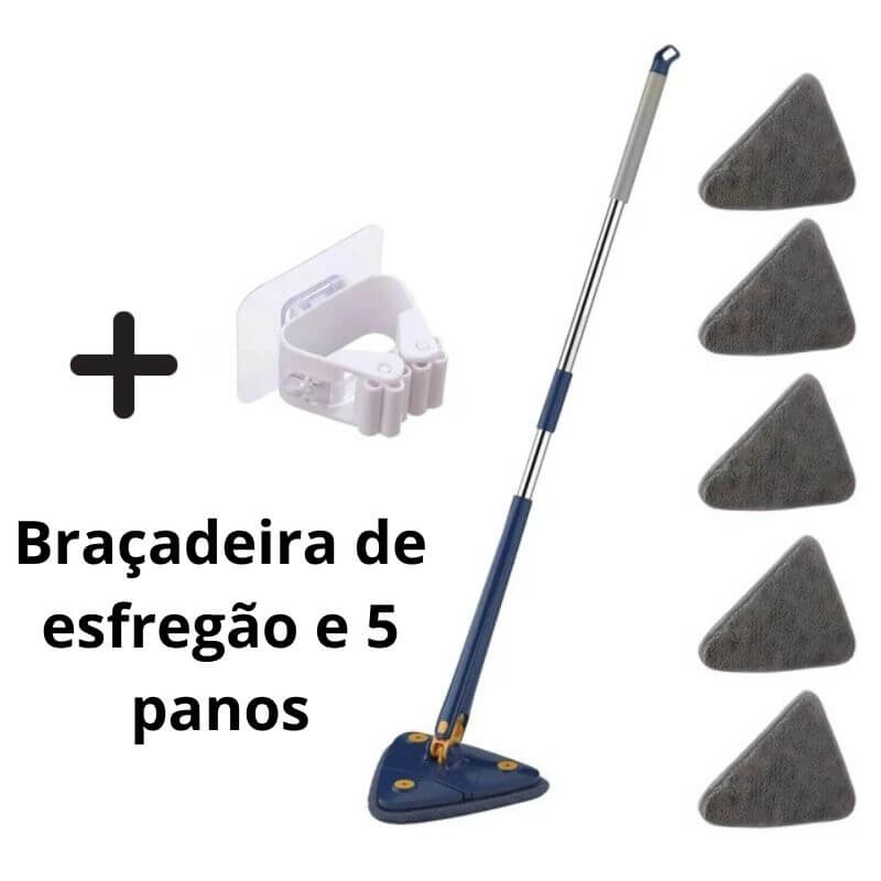 Esfregão Triangulo Mop De Limpeza Ajustável Giratória 360°