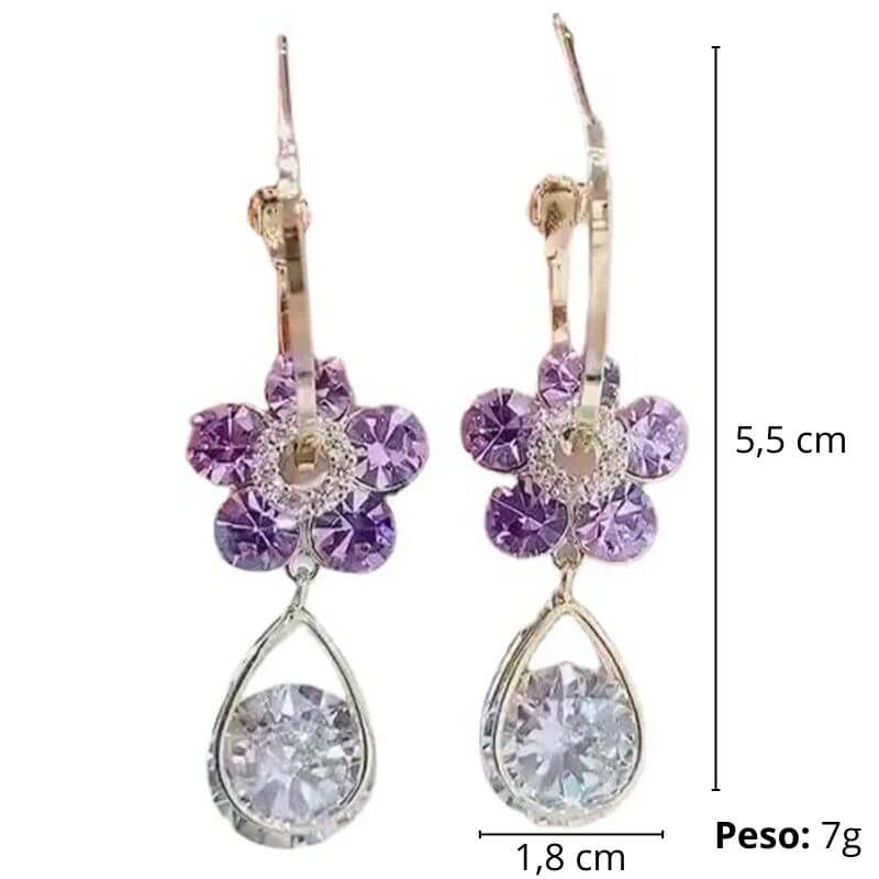 Brincos de Flor Roxa - Brilhe com Elegância e Exale Sofisticação!