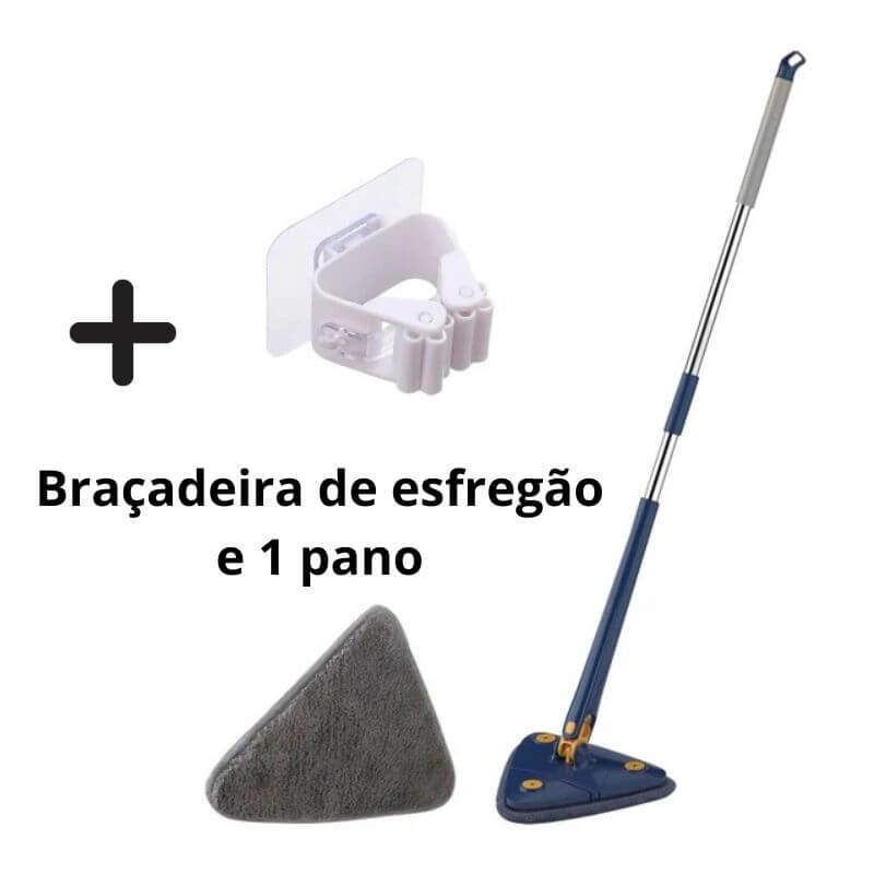 Esfregão Triangulo Mop De Limpeza Ajustável Giratória 360°