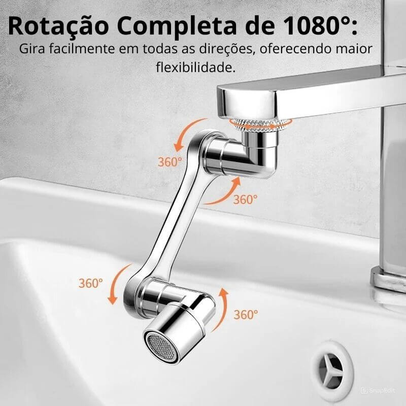 Extensor de Torneira Rotativa De 1080° Com Rosca De Aço -  Eficiência e Versatilidade em Uma Só Torneira!