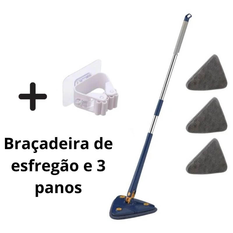 Esfregão Triangulo Mop De Limpeza Ajustável Giratória 360°