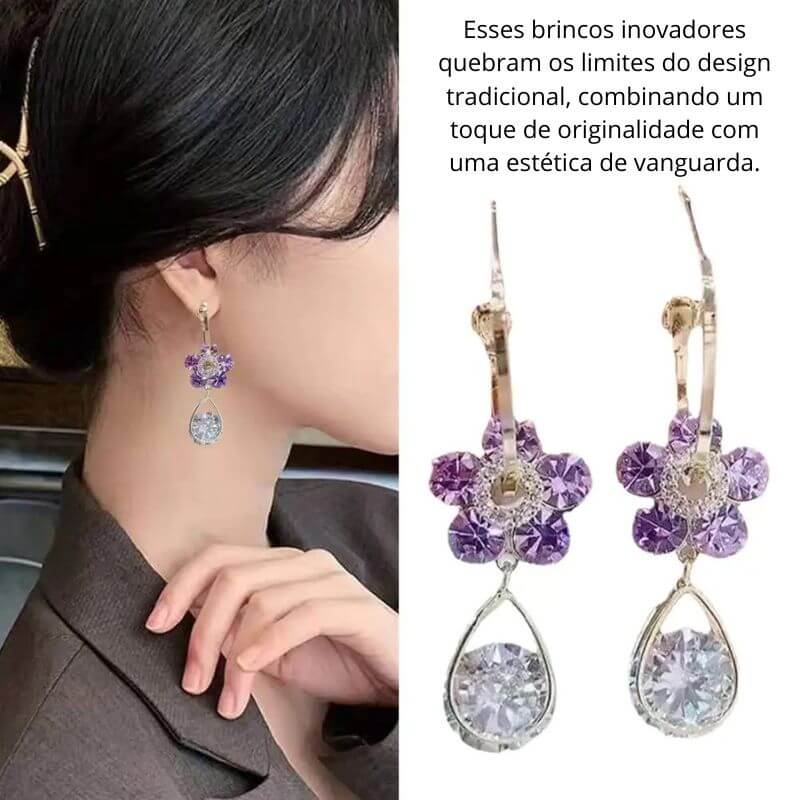 Brincos de Flor Roxa - Brilhe com Elegância e Exale Sofisticação!