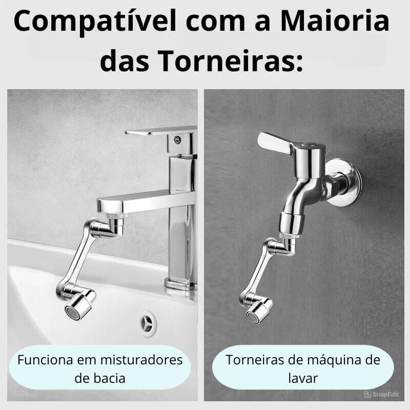 Extensor de Torneira Rotativa De 1080° Com Rosca De Aço -  Eficiência e Versatilidade em Uma Só Torneira!