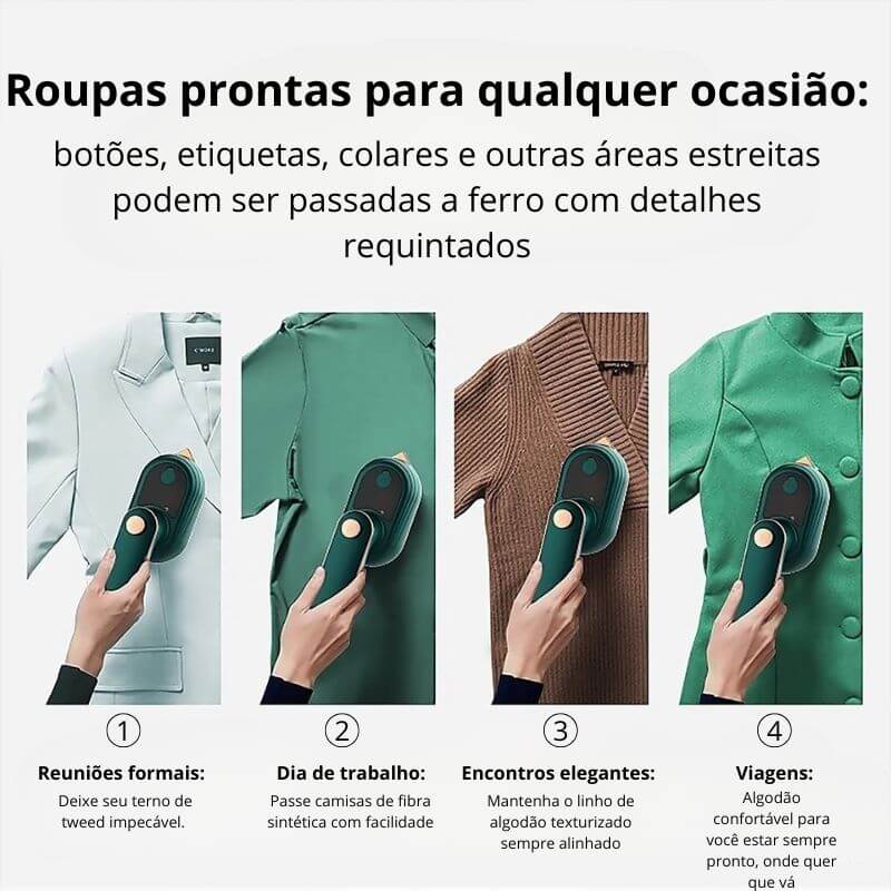 Mini Ferro Portátil - Seu Novo Aliado para Roupas Perfeitas!