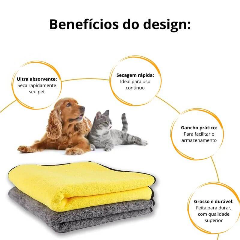 Toalha Ultra Absorvente para Pets - Diga Adeus ao Pelo Molhado!